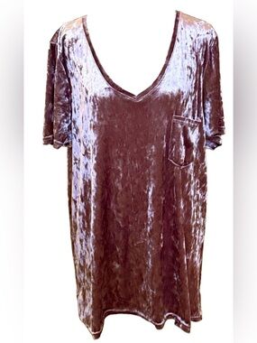 Spring + Mercer Rose Smoke Pink Velvet Legging Tee Top Shirt V-Neck Size XXL